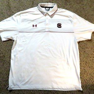 Under Armour White Loose HeatGear South Carolina Gamecocks Polo Shirt